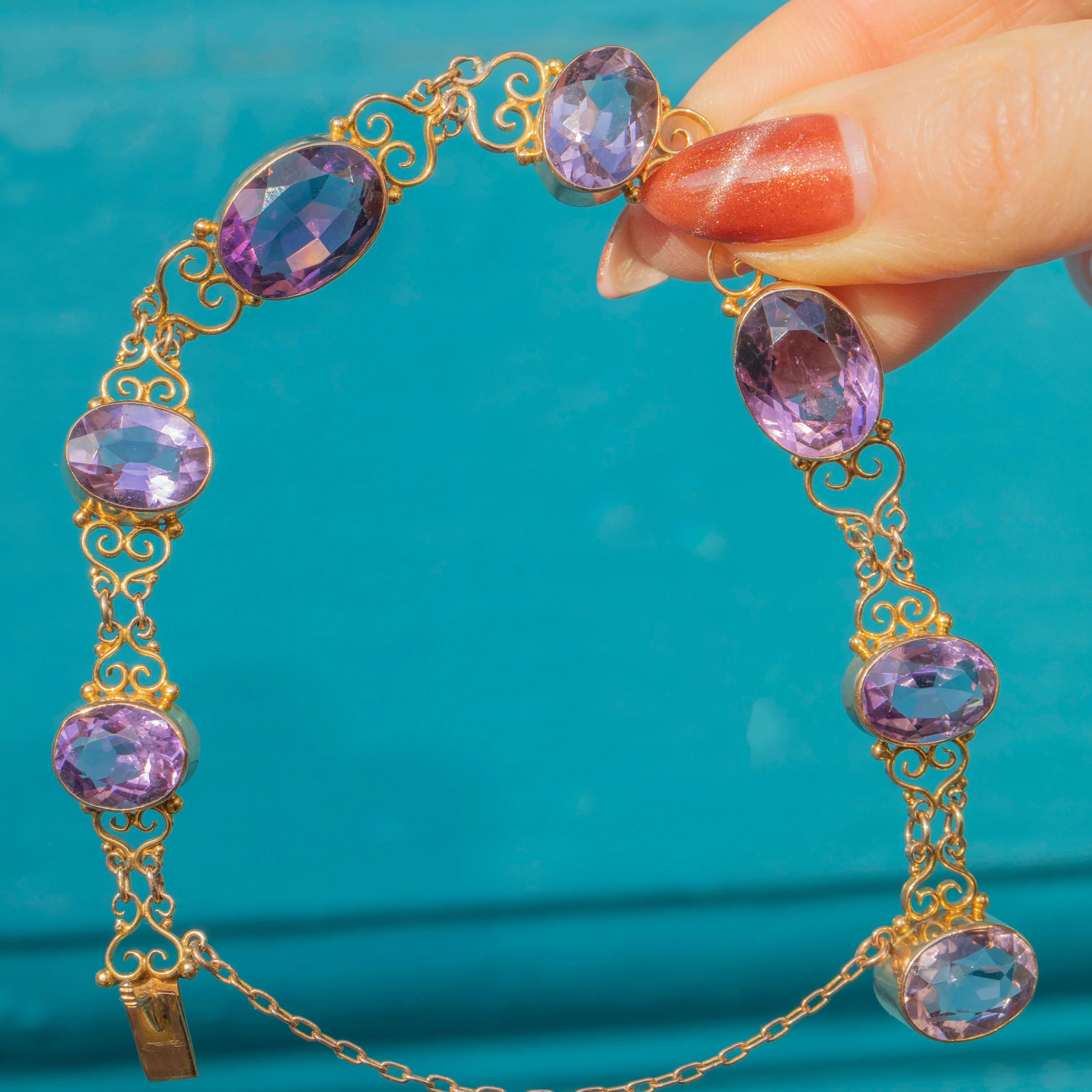 Victorian 9ct Gold Amethyst Bracelet, 22.98ct