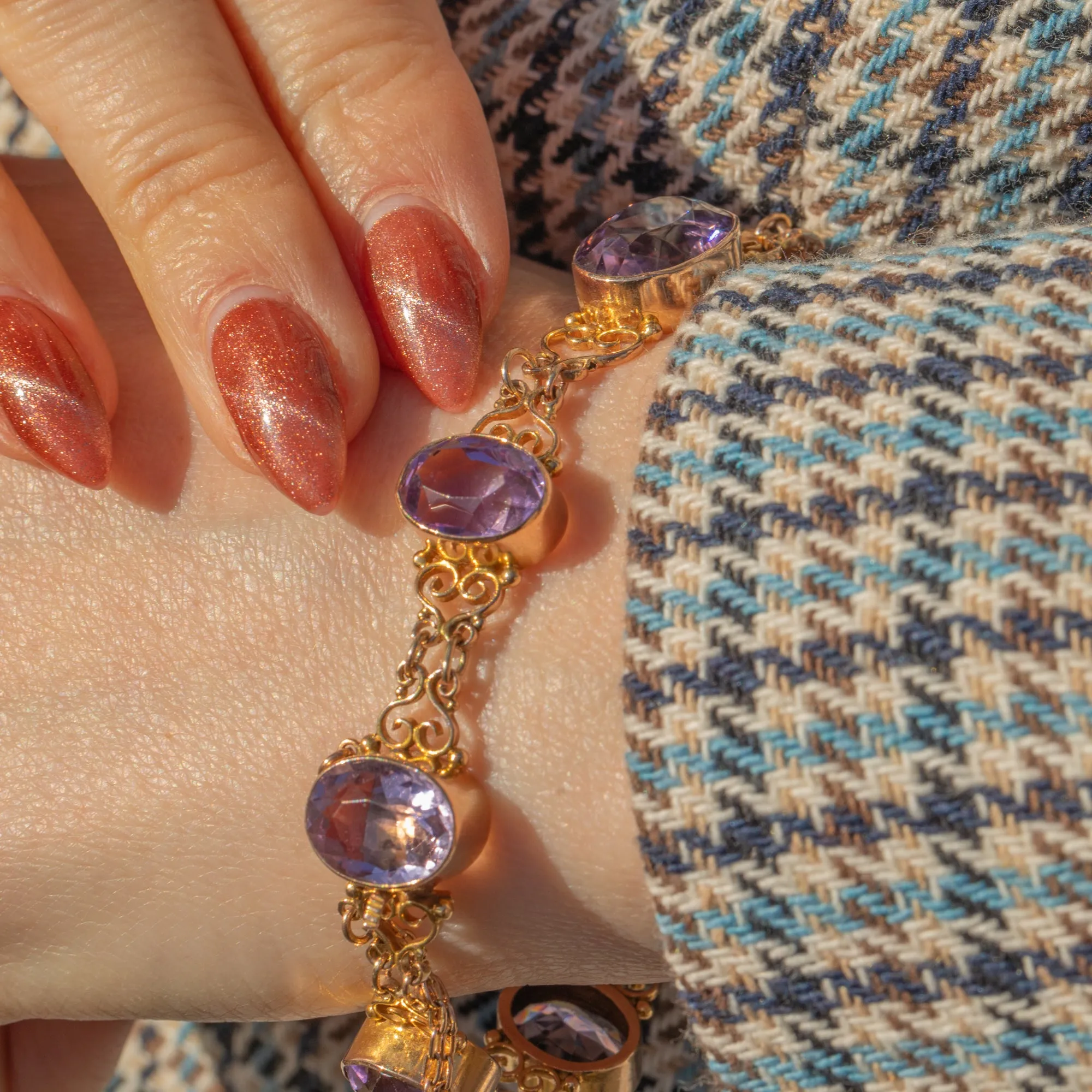 Victorian 9ct Gold Amethyst Bracelet, 22.98ct