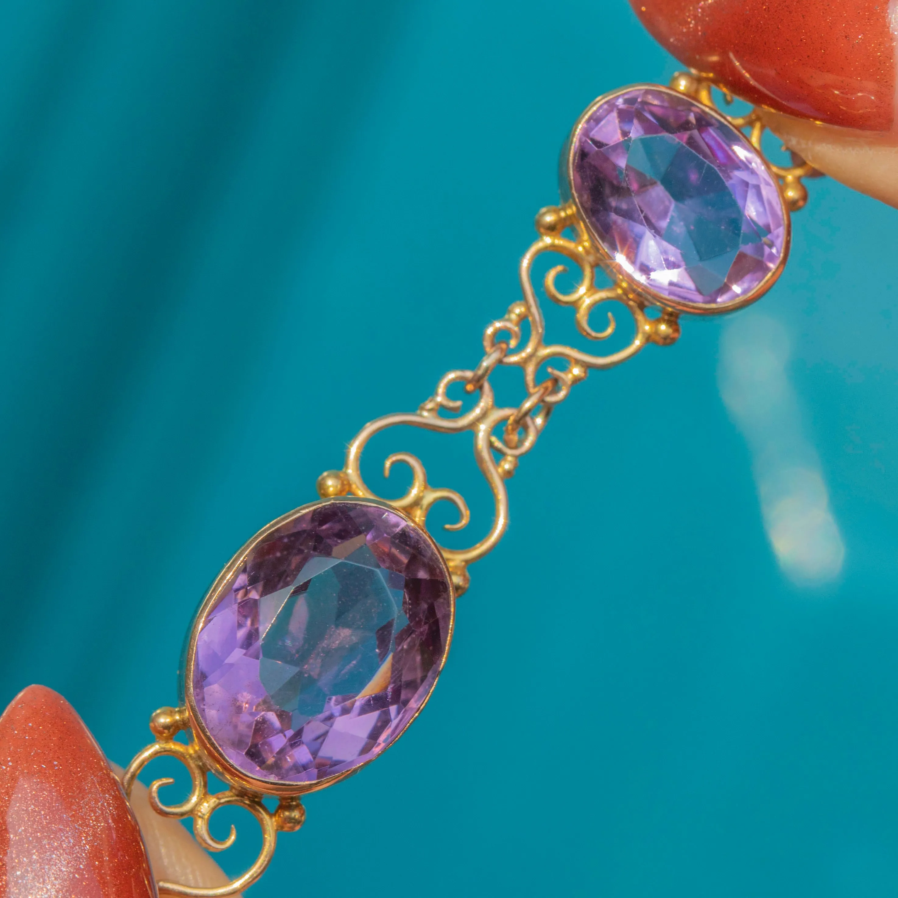 Victorian 9ct Gold Amethyst Bracelet, 22.98ct