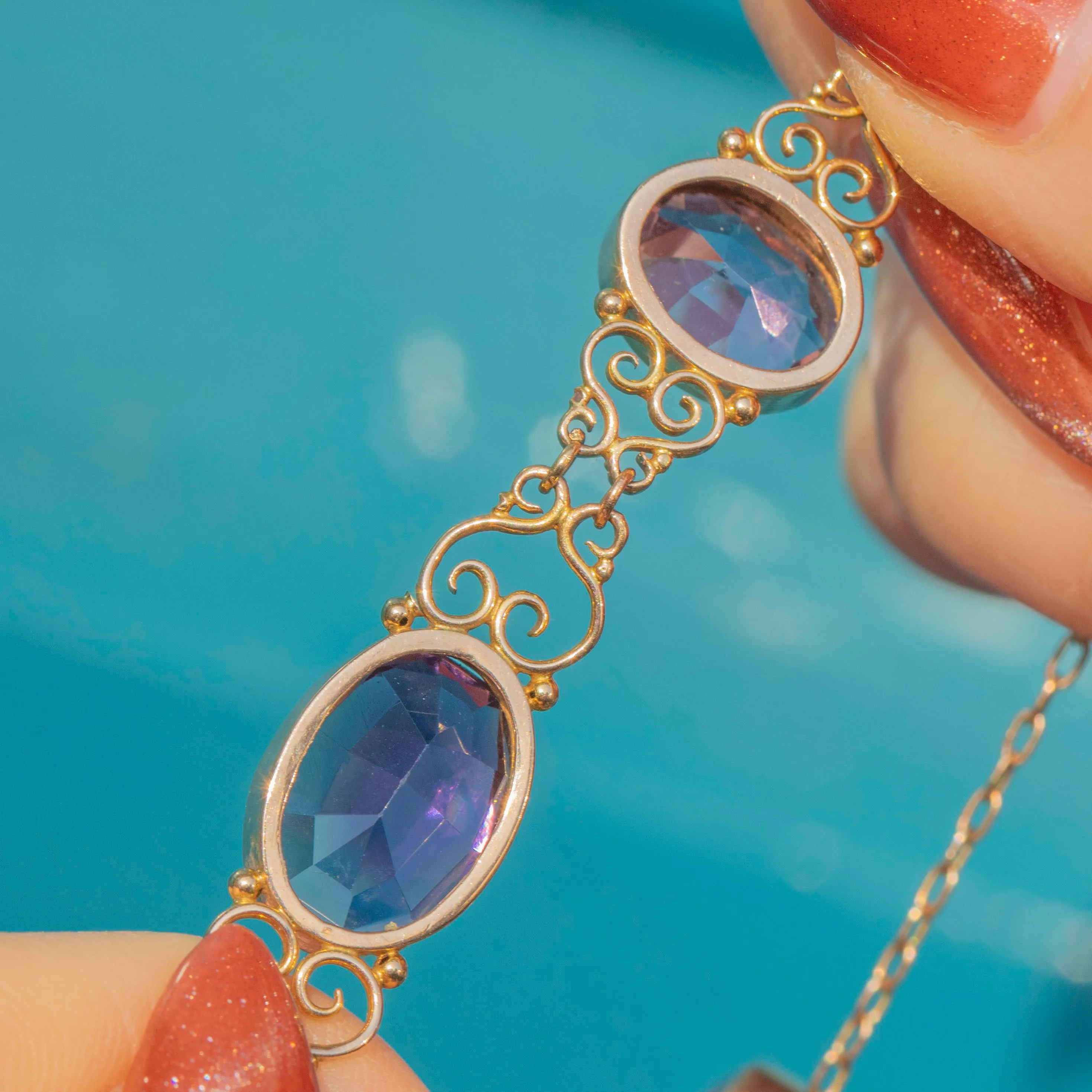Victorian 9ct Gold Amethyst Bracelet, 22.98ct