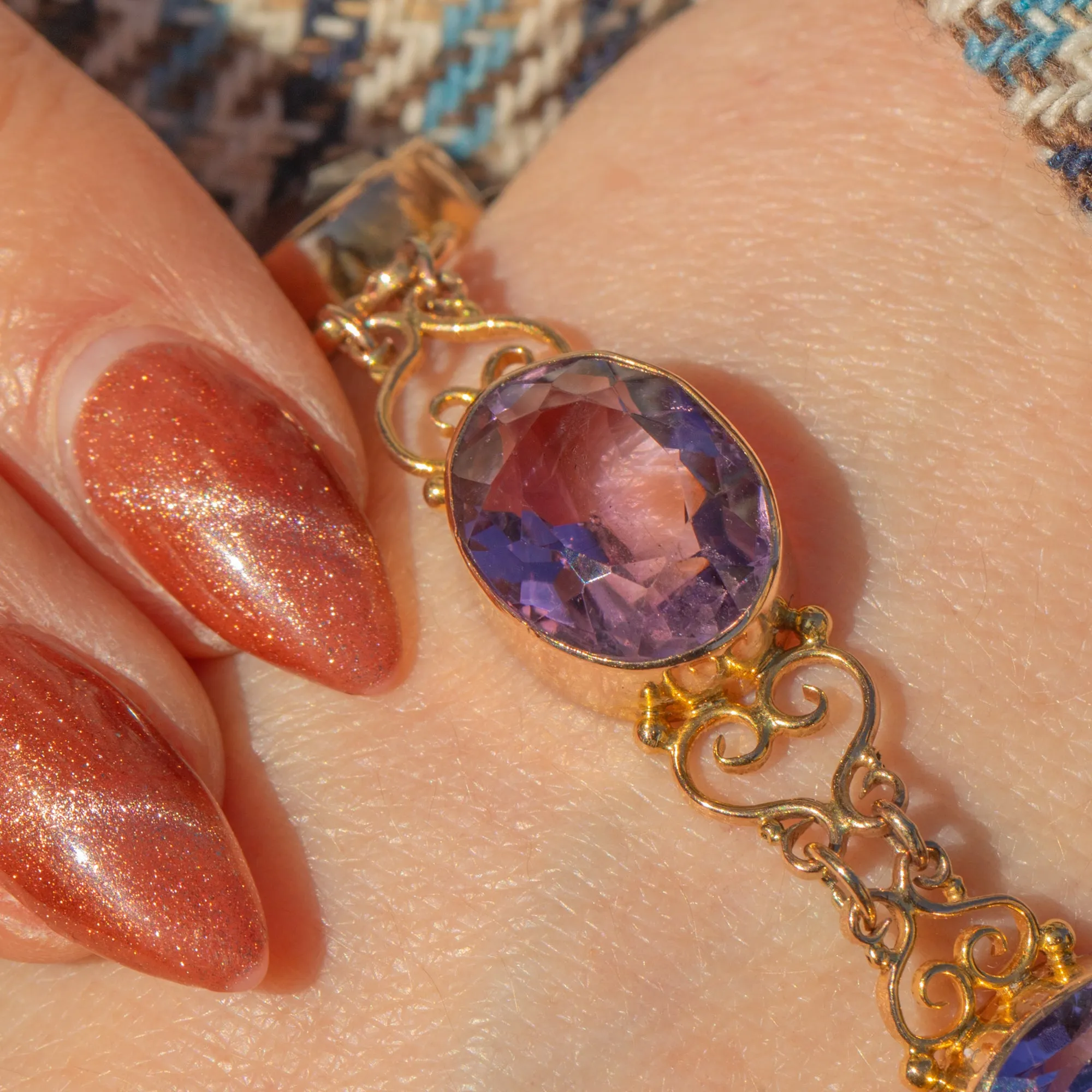 Victorian 9ct Gold Amethyst Bracelet, 22.98ct