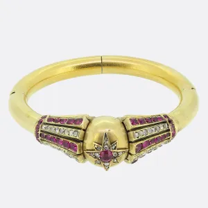 Victorian Burmese Ruby and Diamond Bangle
