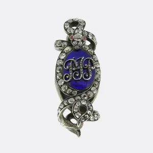 Victorian Ruby Diamond and Enamel Chain Slider
