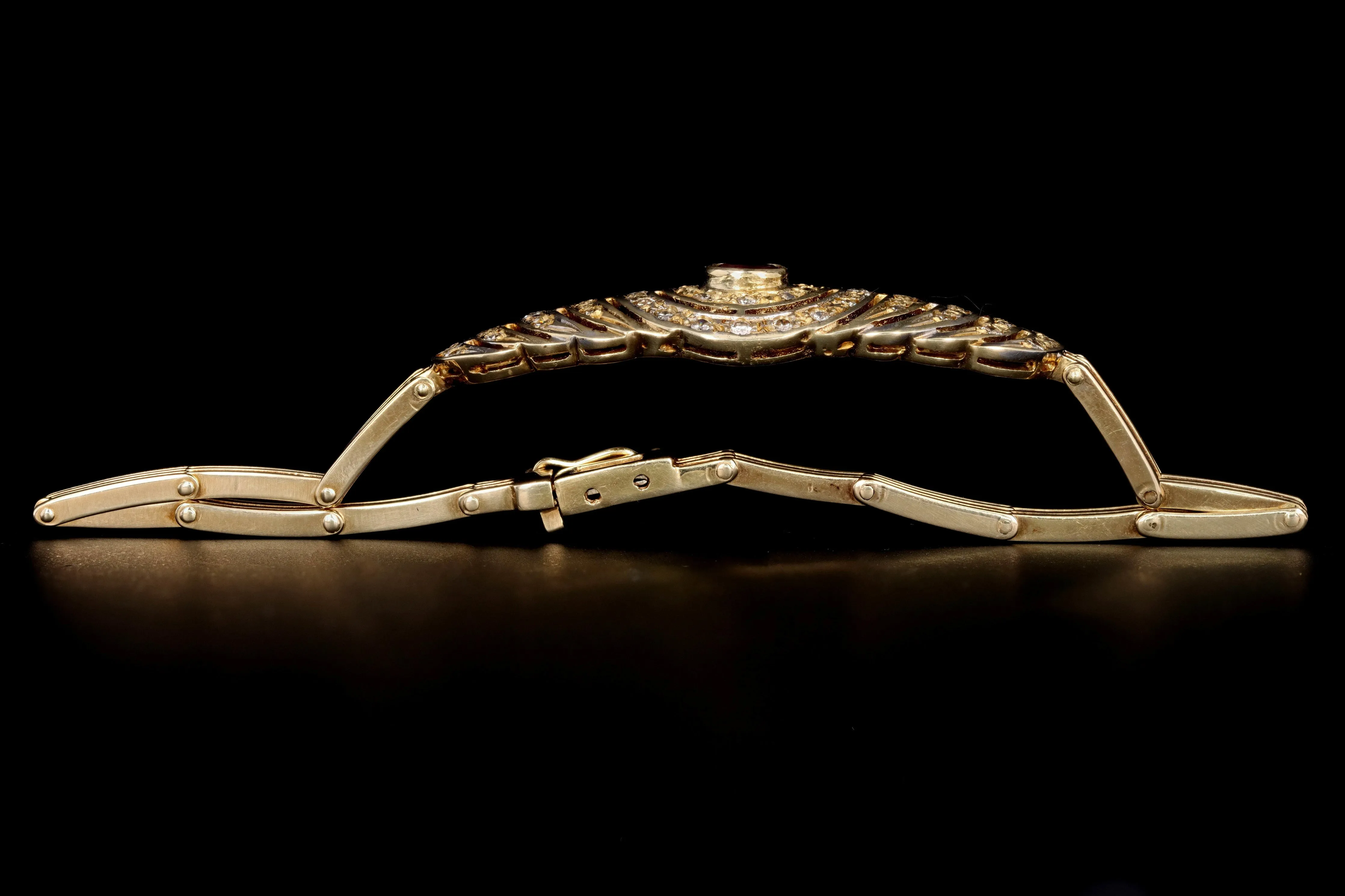 Vintage 14K Yellow Gold .25 Carat Oval Ruby & Diamond Bracelet
