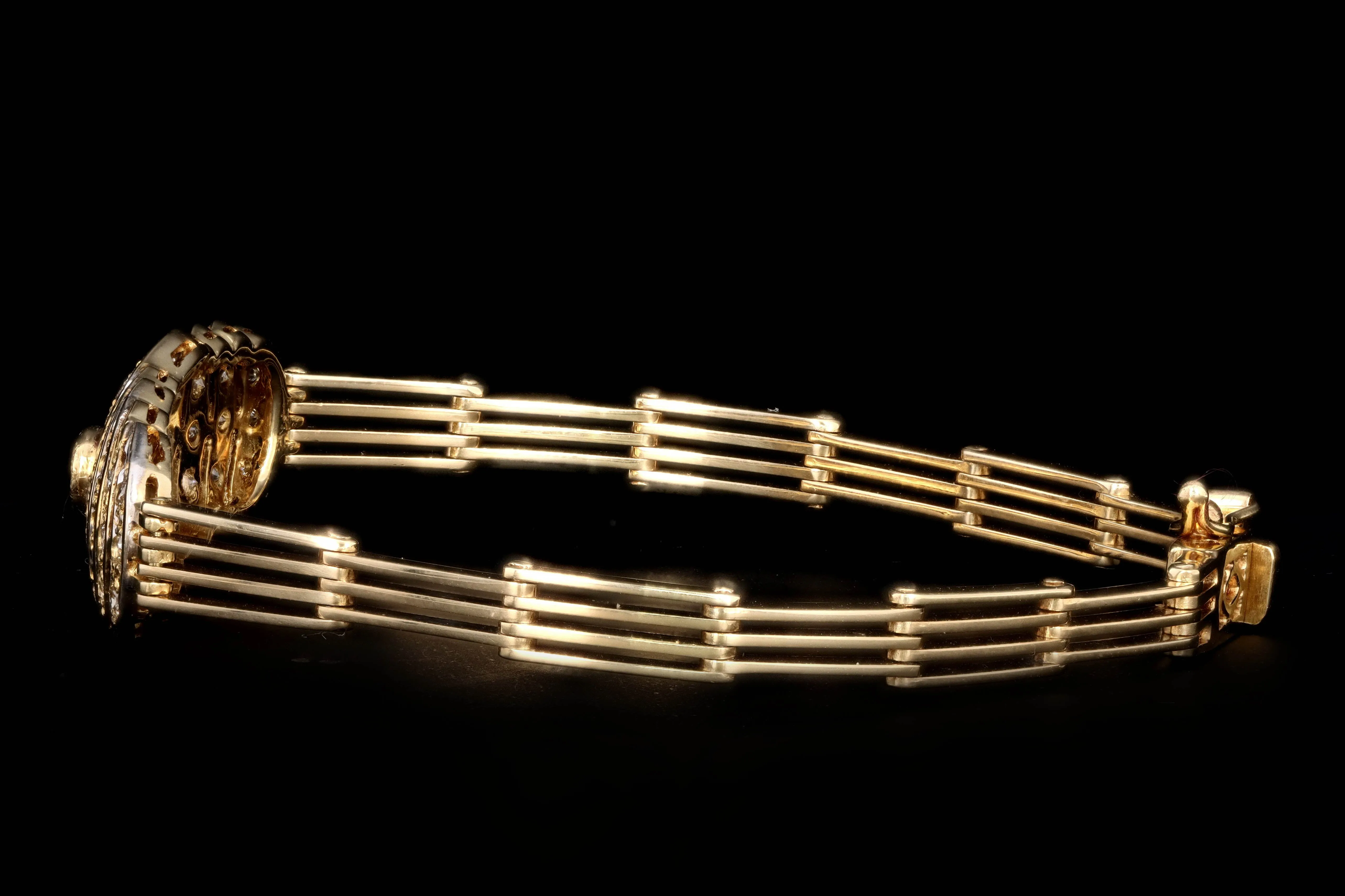 Vintage 14K Yellow Gold .25 Carat Oval Ruby & Diamond Bracelet