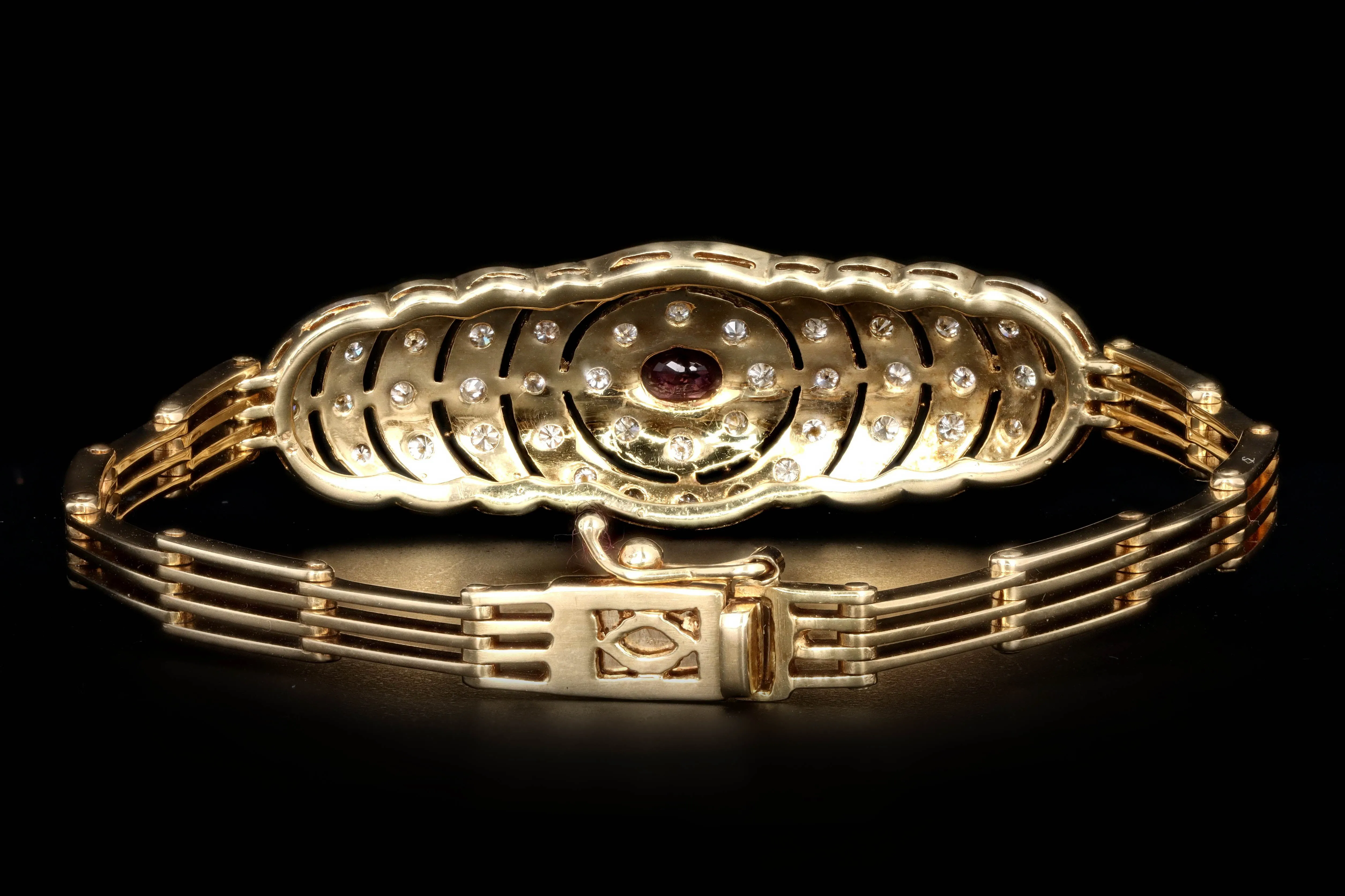 Vintage 14K Yellow Gold .25 Carat Oval Ruby & Diamond Bracelet
