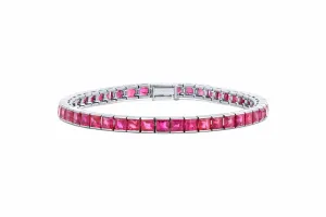 Vintage circa 1930's 18kt white gold Burmese Ruby line bracelet