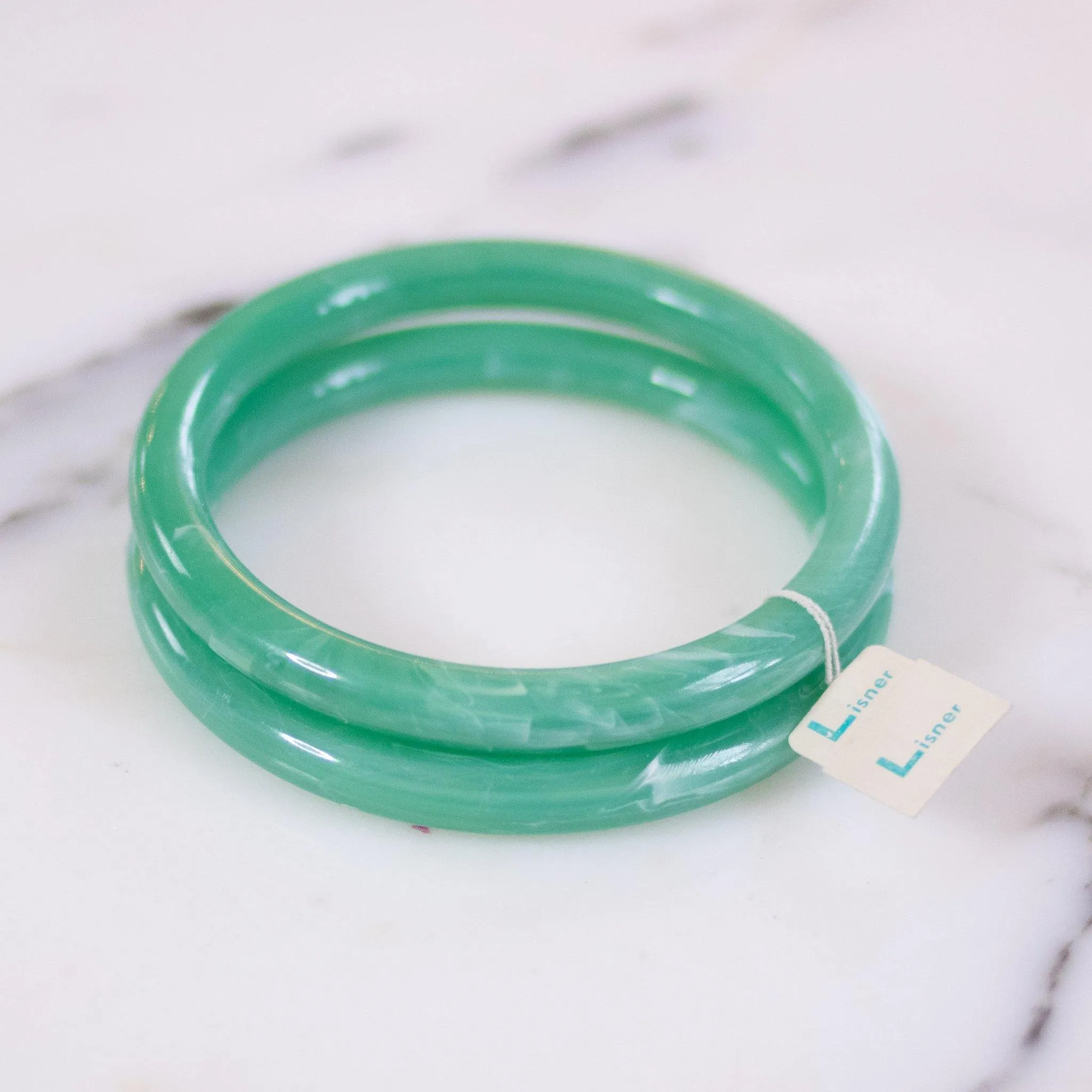 Vintage Lisner Faux Jade Lucite Bangle Bracelets
