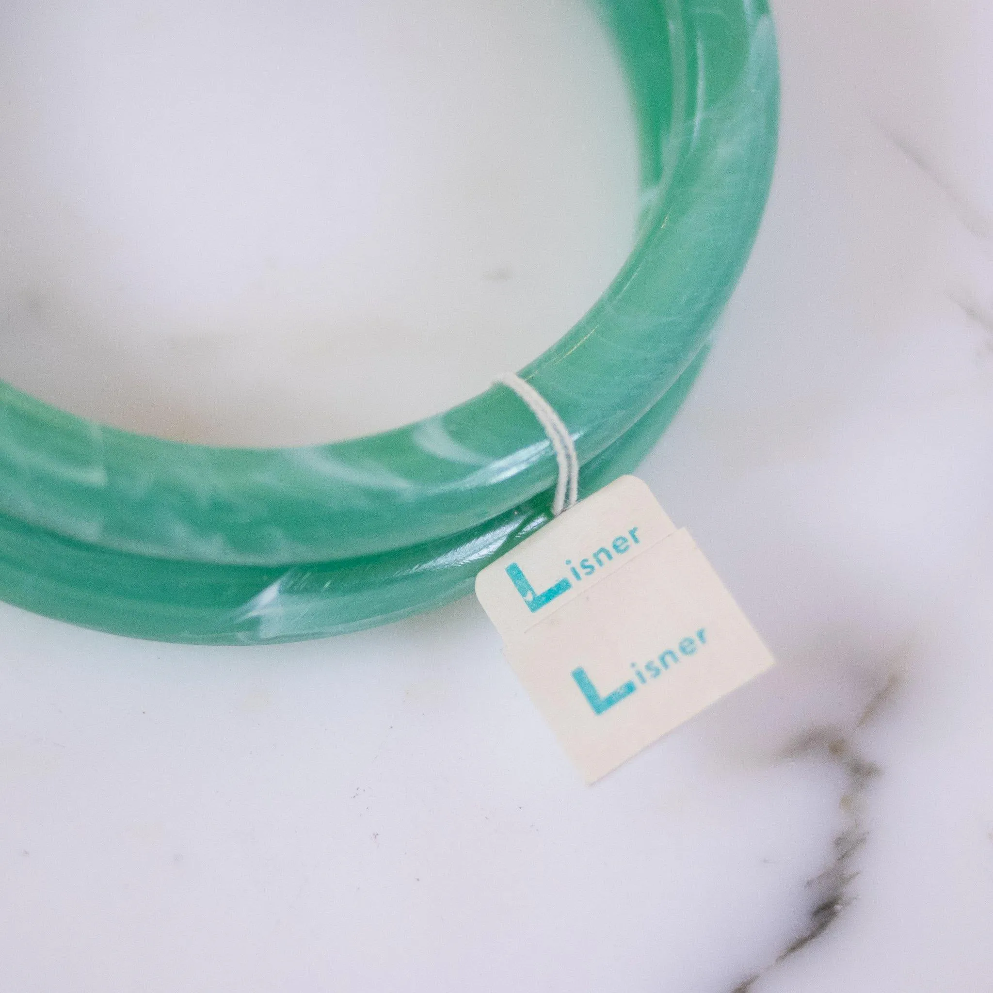 Vintage Lisner Faux Jade Lucite Bangle Bracelets
