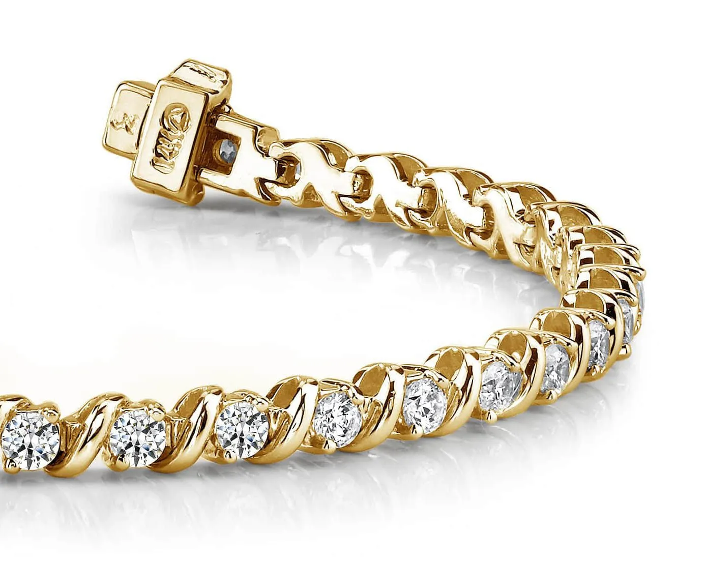 Wavy Hood Link Lab-Grown Diamond Tennis Bracelet with 10.01 ct.(finished) 4.9mm