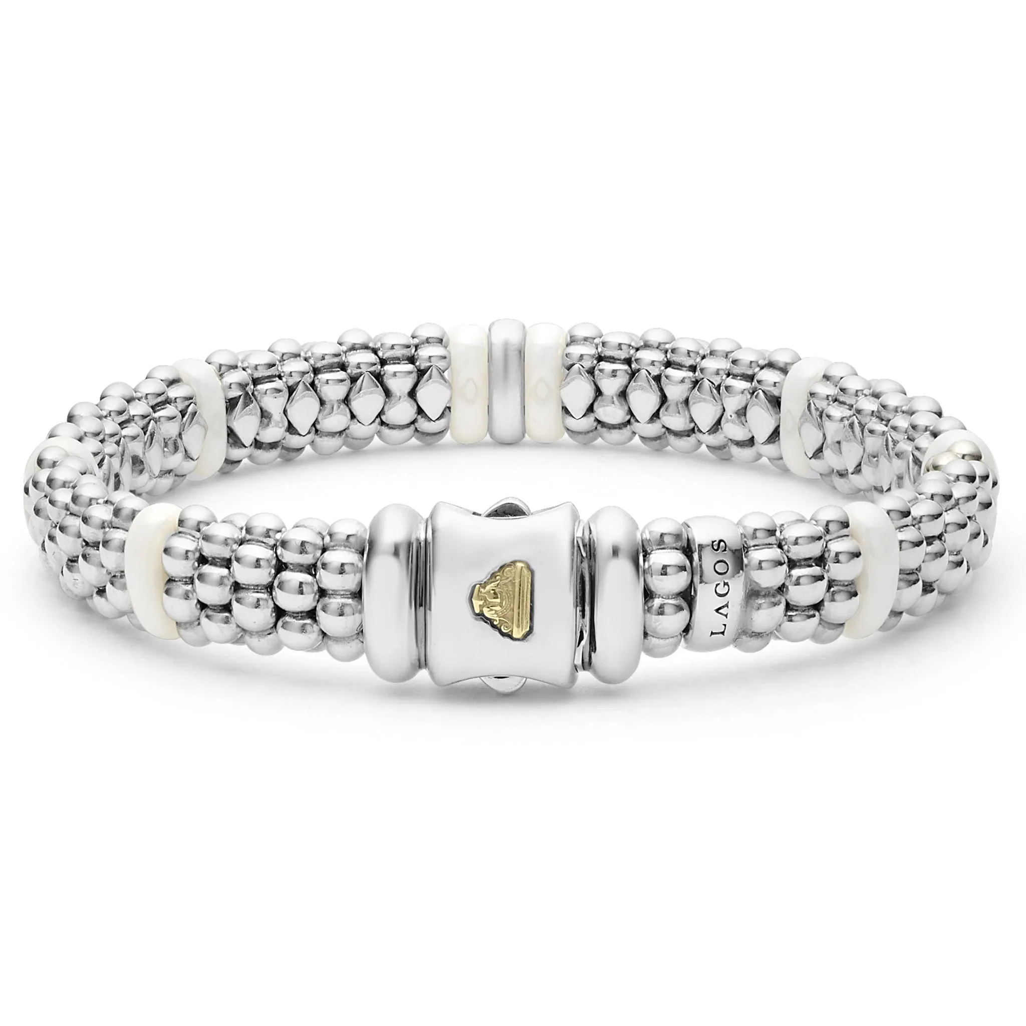 White Caviar White Single Station Diamond Caviar Bracelet | 9mm