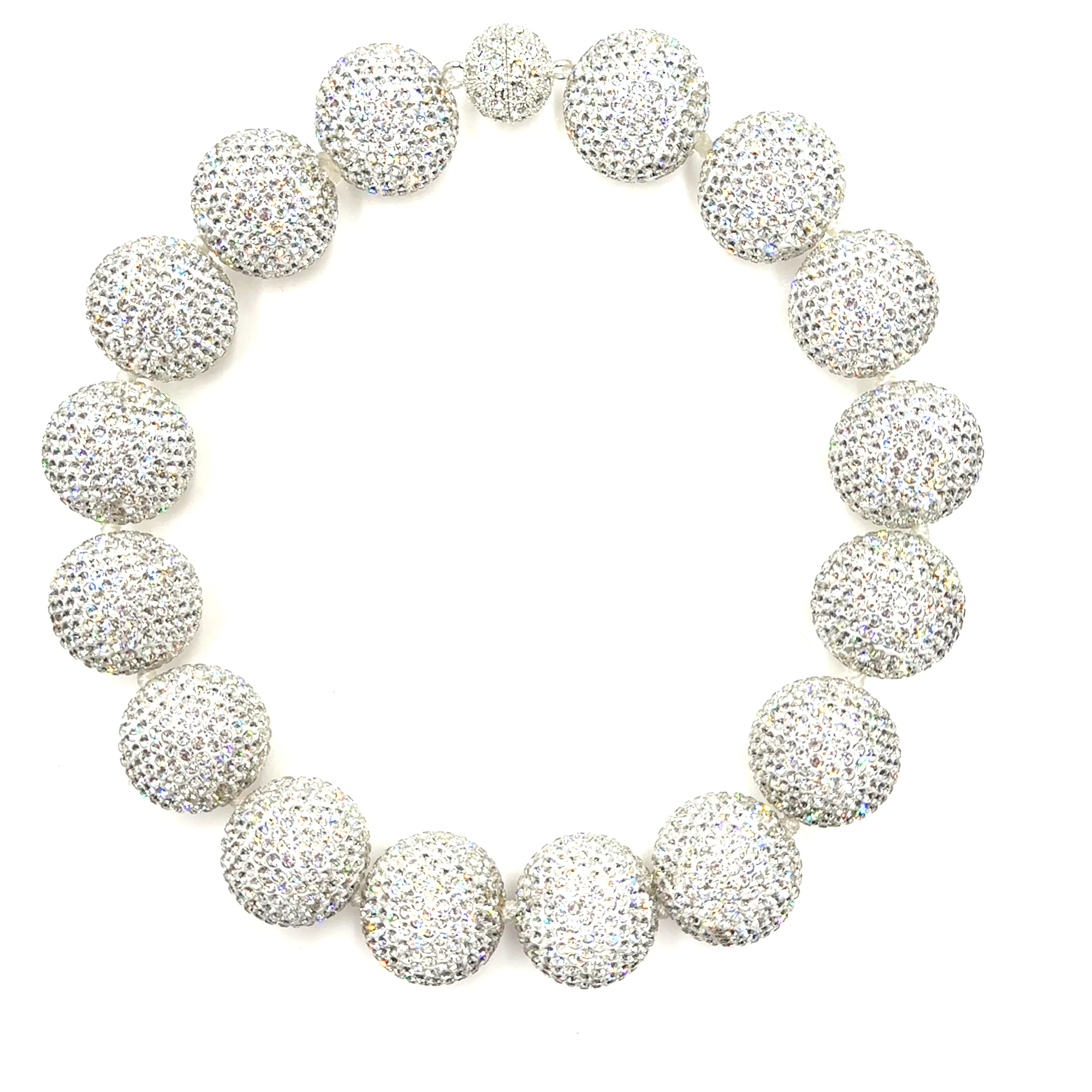 White Crystal Sphere Statement Necklace