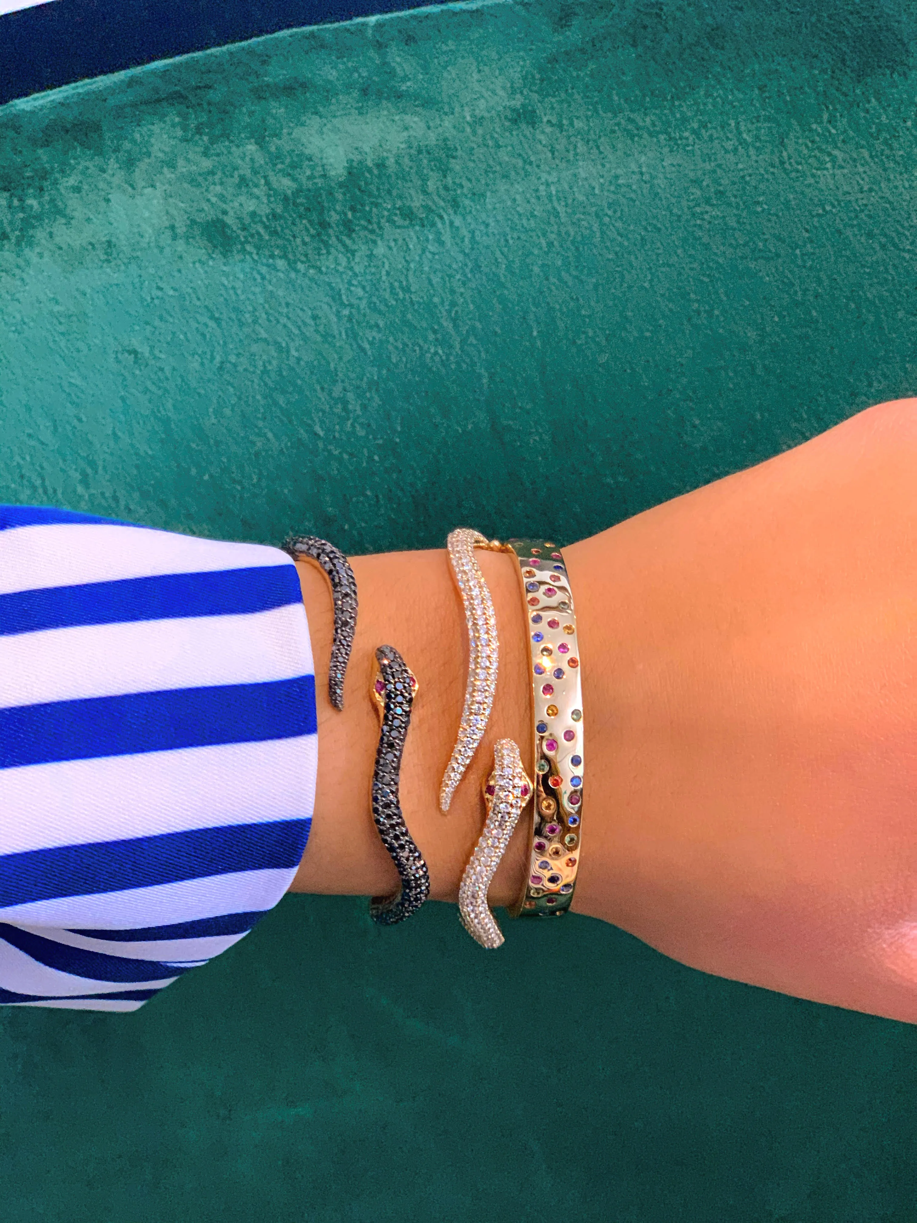White Diamond Elysium Snake Bangle
