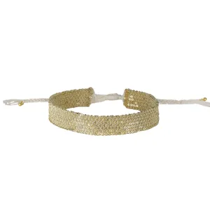 White Silk & Gold Vermeil Woven Bracelet