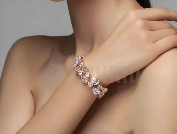 White Stone Grand wedding Bracelet ( 6.6")