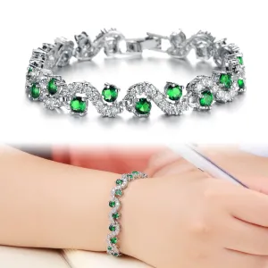 Women sapphire bracelet jewelry pulseiras fashion created gemstone jewelry blue crystal bracelets bangles gift