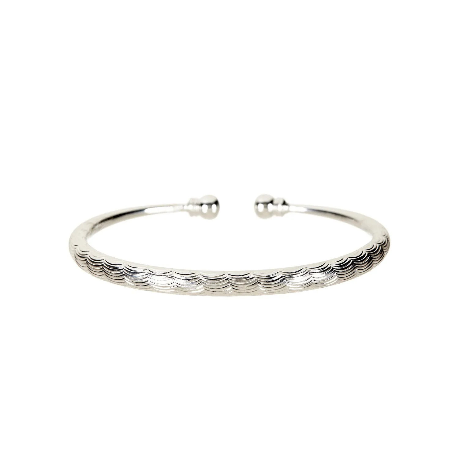 Women's Fashion Hammered Bangle Bracelet - Silver
