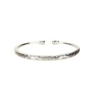 Women's Fashion Hammered Bangle Bracelet - Silver