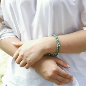 Zambian Emerald Silver Beaded Dainty Bracelet