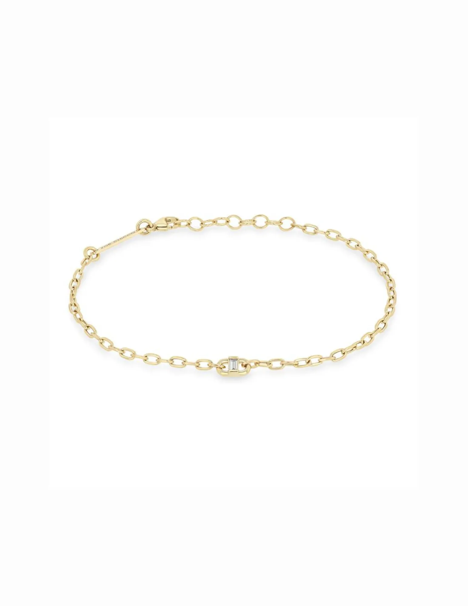 Zoe Chicco Baguette Diamond Open Link Square Oval Chain Bracelet